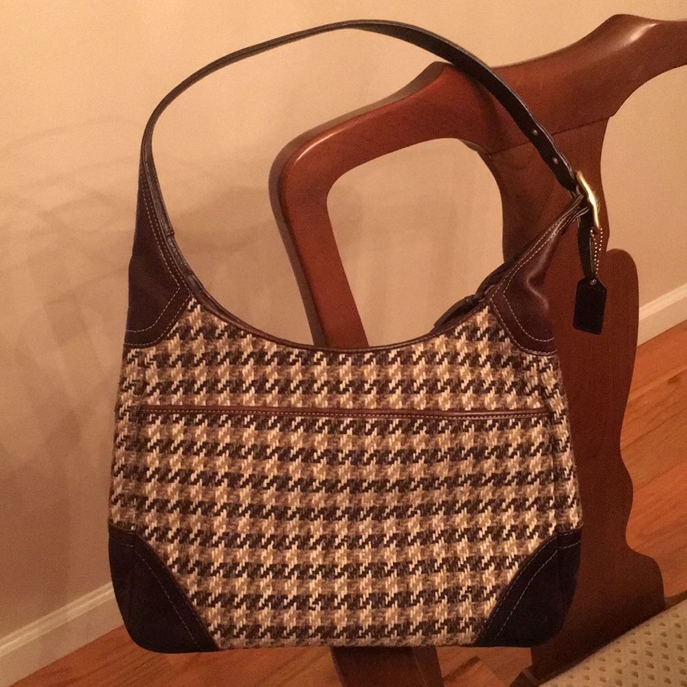 Coach Brown Tweed Houndstooth Bag